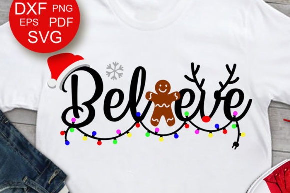 Believe Saying Christmas Lights Cookies