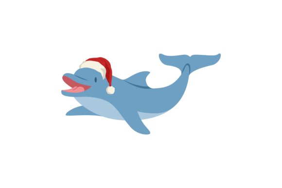 Charming Animals Dolphins Wearing Christmas Hats