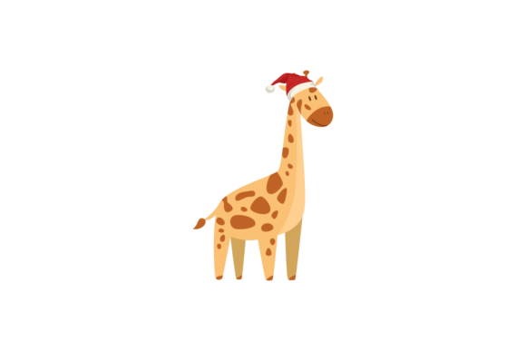 Charming Animals Giraffe Wearing Christmas Hats Graphics
