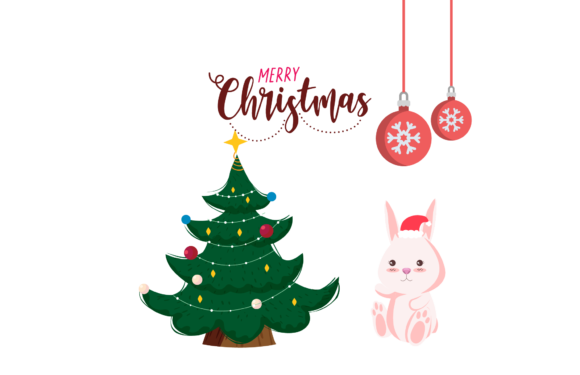 Christmas Animal Rabbit Illustration: A Charming Graphics Asset