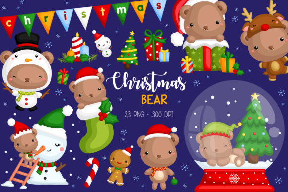 Christmas Bear Clipart: Perfect Graphics for Handmade Creations