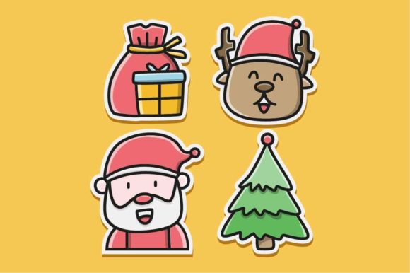 Christmas Doodle Cartoon Sticker: A Festive Graphics Gem