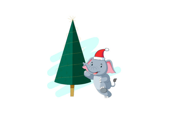 Christmas Illustration Elephant Design: A Festive Graphics Asset