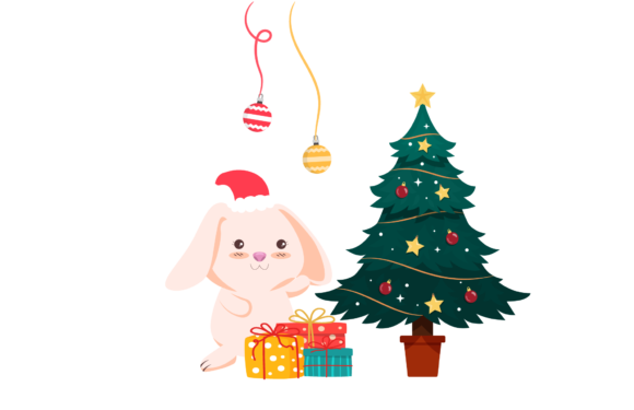 Christmas Party Rabbit Happy: A Festive Graphics Asset