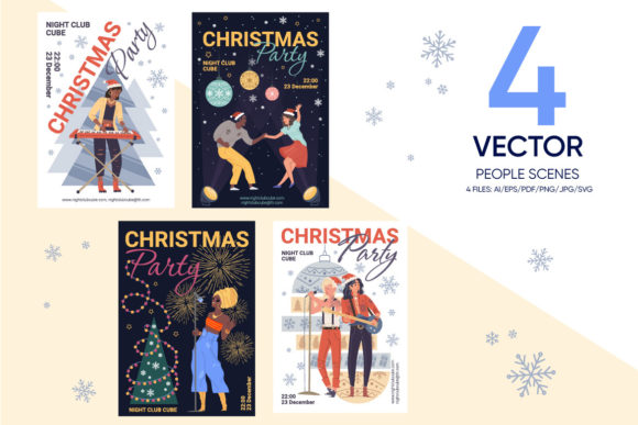 Christmas Party Scenes Posters: A Festive Graphics Essential