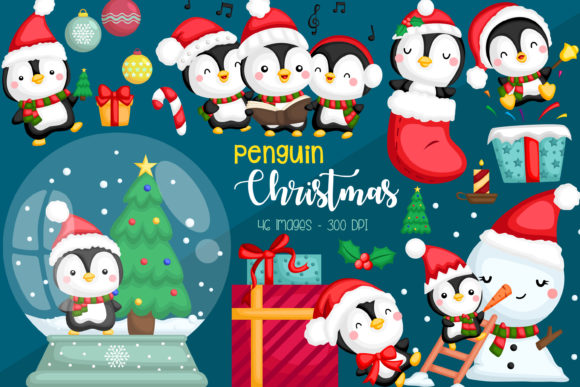 Christmas Penguin Clipart - Perfect for Festive Graphics