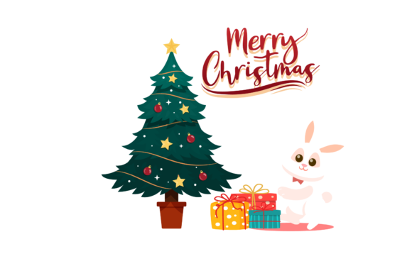 Christmas Rabbit Celebration: A Festive Graphics and Illustrations Asset