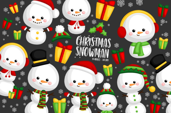 Christmas Snowman Clipart Set: A Festive Graphics Addition