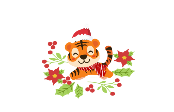 Christmas Tiger Celebration Illustration: A Festive Graphics Gem