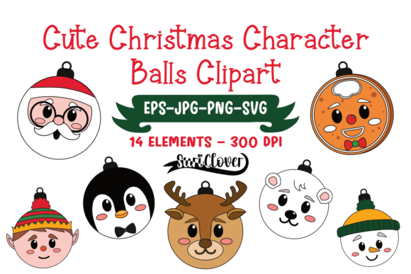 Cute Christmas Character Balls Clipart: A Festive Graphics Must-Have