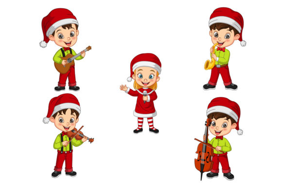 Cute Christmas Children Playing Music: A Must-Have Graphic