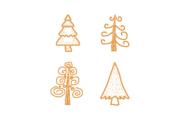 Hand Drawn Set of Christmas Tree Pine Graphics