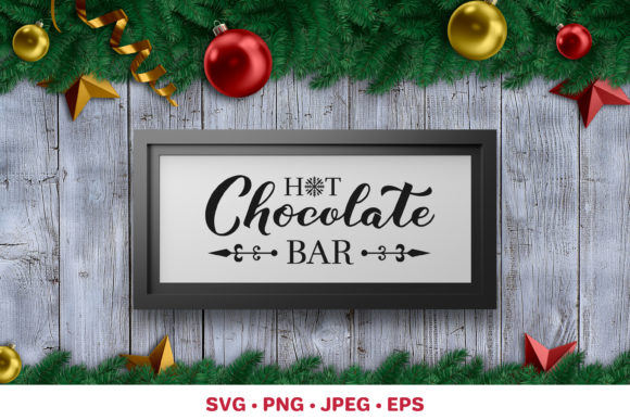 Hot Chocolate Bar. Retro Christmas Sign: A Must-Have Graphic