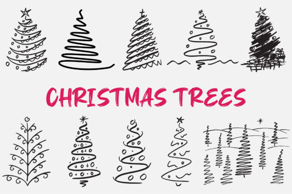 Line Art Christmas Trees: A Versatile Graphics and Illustrations Asset