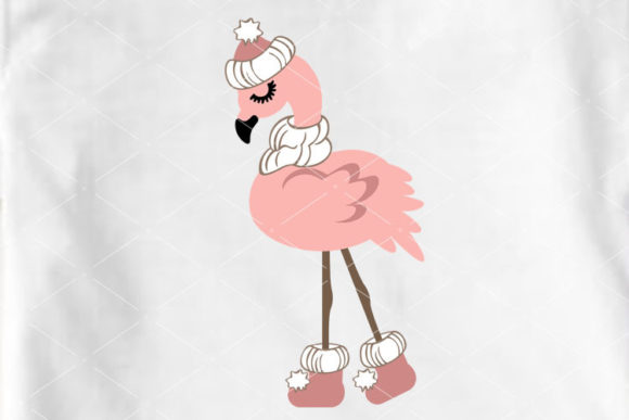 Pink Flamingo Winter Christmas Holiday Graphics