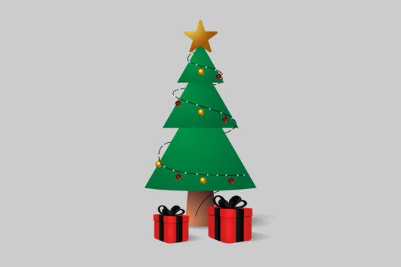 Realistic Christmas Tree and Gift Box: A Versatile Graphics Asset